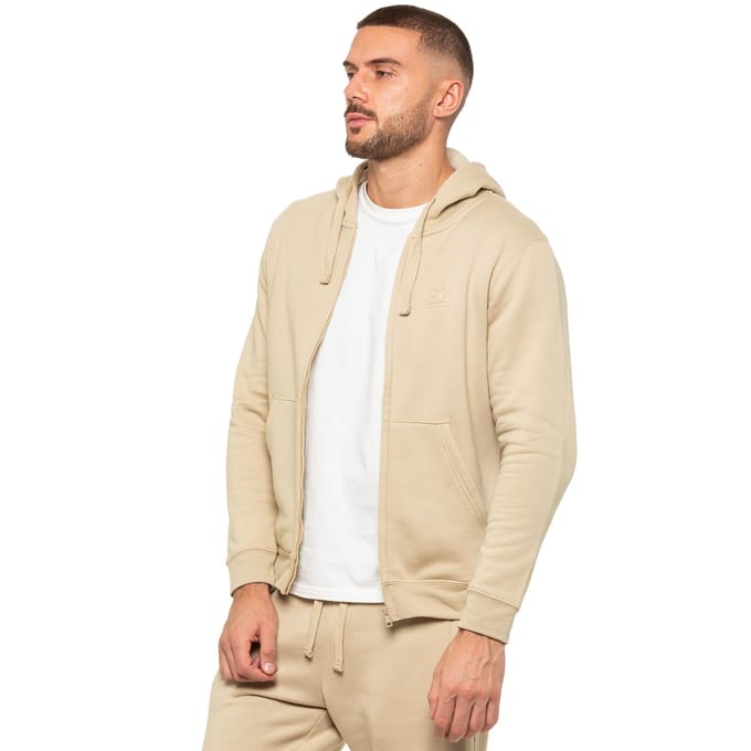 Enzo | Heren Zip Hoodie - Stone