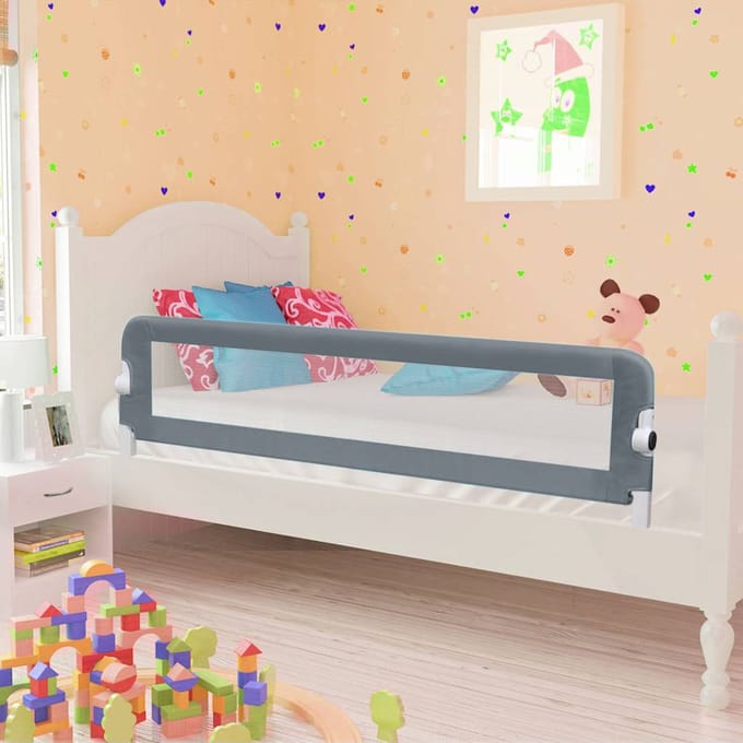 Barrière de Sécurité pour Lit d'Enfant Gris 120x42 cm Polyester
