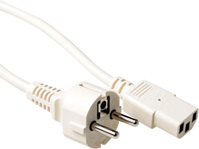 ACT Netsnoer Schuko CEE 7/7 male (recht) - C13 IEC 60320 ivoor 1,5 m AK5013
