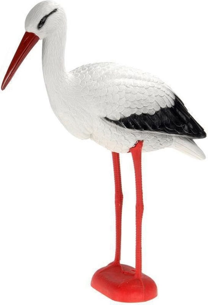 Tuindecoratie Ooievaar dierenbeeld - kunststof - 78 cm - vogelverschrikker