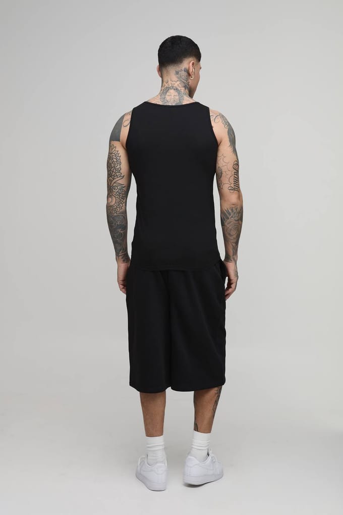 Tall Essential Muscle Fit Vest | Black | Size Medium