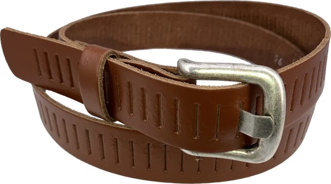 Leren gleufriem, kleur Cognac, 4 cm breed, taillemaat 95 cm.