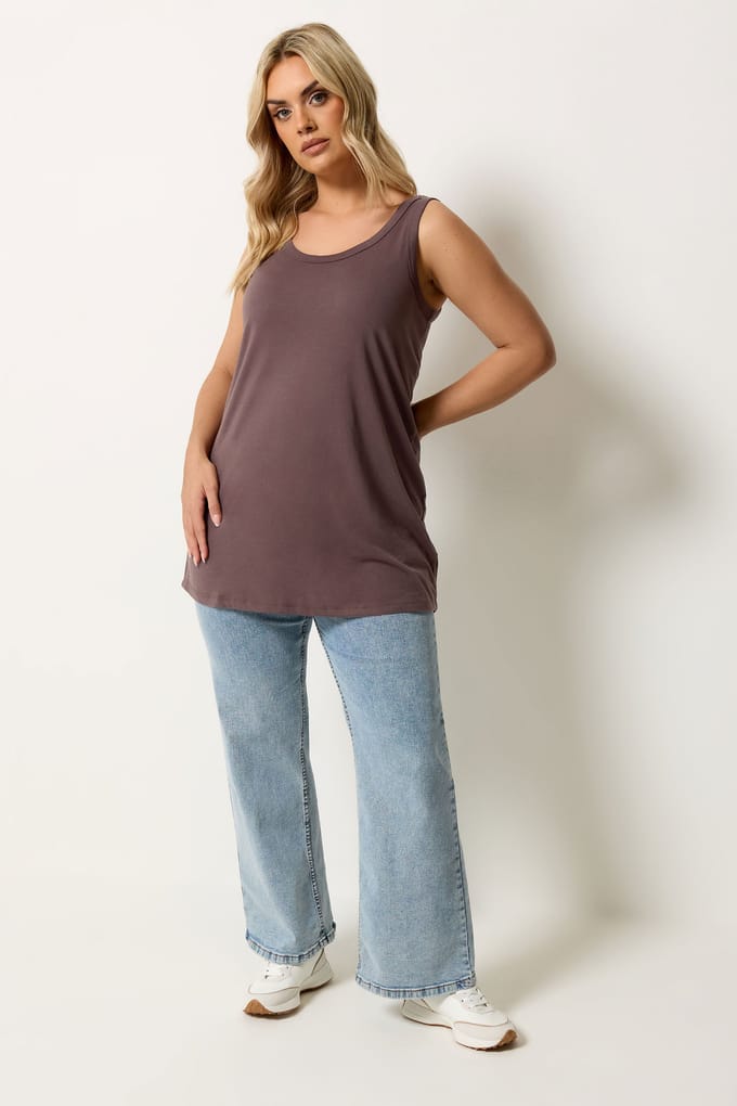 Yours Chocoladebruine Basic Top Size 42
