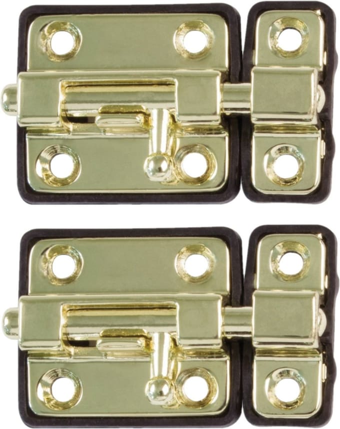 AMIG schuifslot/plaatgrendel - 2x - zamak - 5cm - messing - incl schroeven - deur - raam