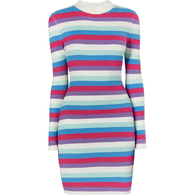 Mymo Gebreide jurk Dames Wol Wit Veelkleurig