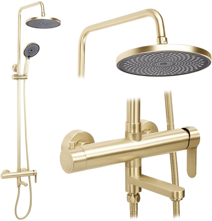 Rea - Doucheset Arcos Brush Gold - 15 x 15 x 134 cm