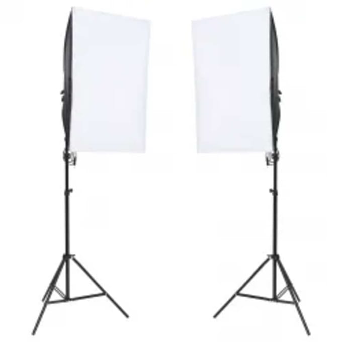 vidaXL - Fotostudioset - met - verlichtingsset, - achtergrond - en - reflector