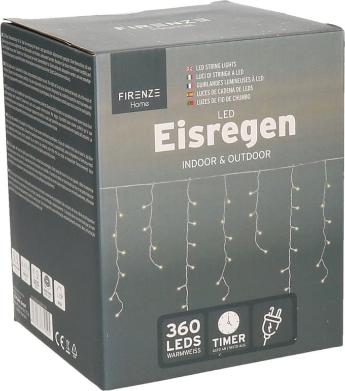 Cepewa Ijspegelverlichting lichtsnoer - 720 cm - 360 led lampjes - warm wit - met timer