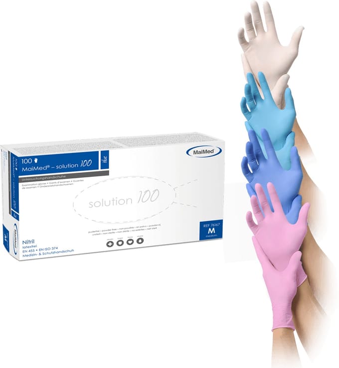 MaiMed Solution 100 nitril handschoenen - L - Wit - 100 stuks - CAT III
