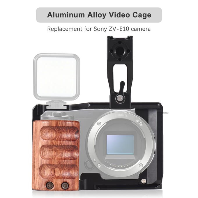 Andoer Camera Cage + Top Handle Kit Aluminiumlegering Video Cage met Cold Shoe Mount 1/4 Inch & 3/8 zwart