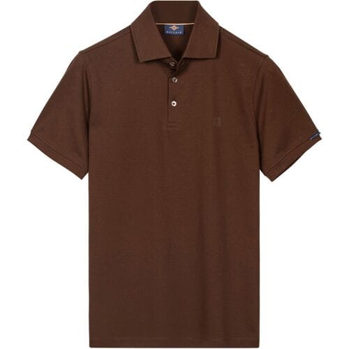 Baileys Polo Uni Color Jersey Cotton Blend Bruin / male