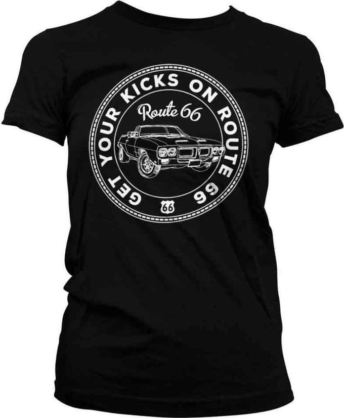 Route 66 Dames Tshirt -S- Get Your Kicks On Route 66 Zwart