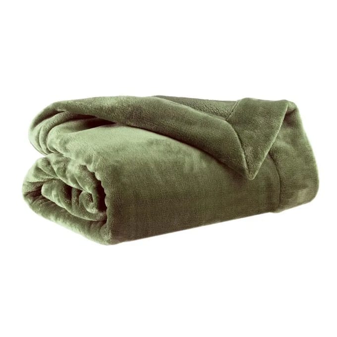 Zachte polyester plaid voor thuis, kleur Tijm - 150 x 200 cm