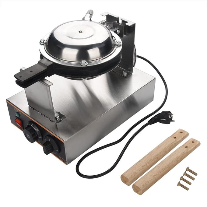 Four à gâteau aux œufs électrique Machine à gaufres soufflées Acier inoxydable Cuisine Machine à gâteau aux œufs blanc