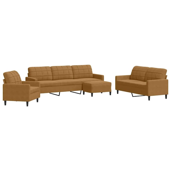 vidaXL - 4-delige - Loungeset - met - kussens - fluweel - bruin