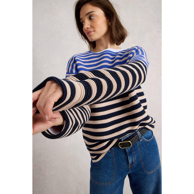 White Stuff Jana Stripe Jumper Blue Multi Größe: 8 | Pullover Outlet | Damen | Blau