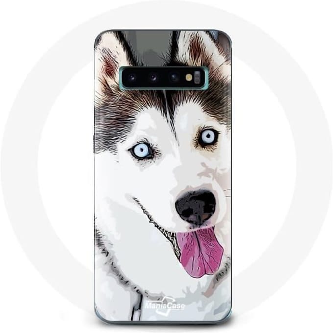 Coque pour Samsung Galaxy S10 Plus Husky Blanc de Sibérie Yeux Bleus