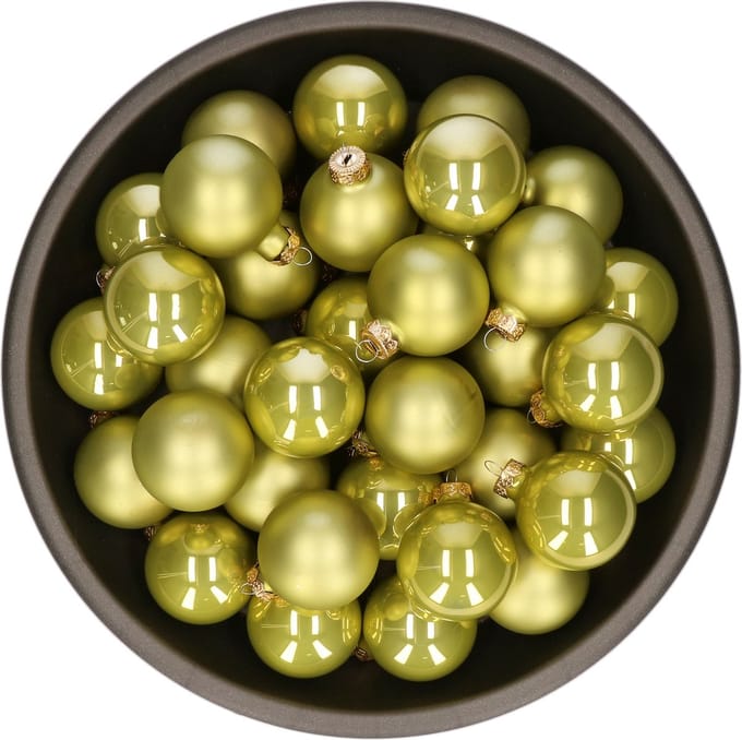 Kerstballen - glas - 36x stuks - oasis groen - 6 cm - mat en glans