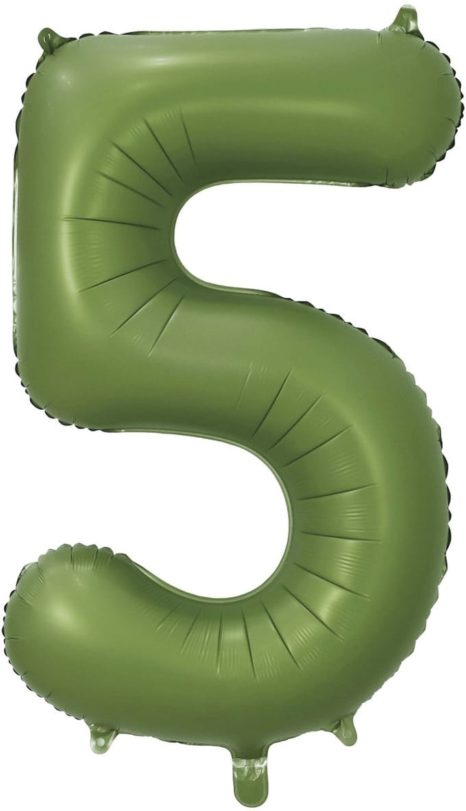 Folieballon 34″ cijfer 5 – Olijfgroen