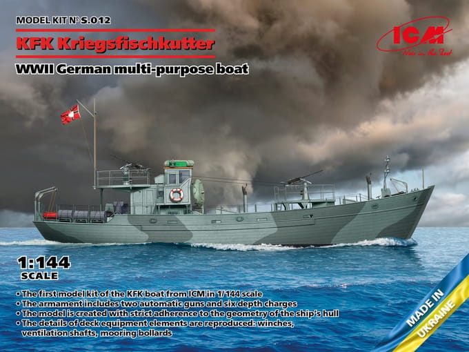 ICM Modelbouwpakket Militaire voertuigen - S012 KFK Kriegsfischkutter - WWII German multi-purpose boat Plastic - 1:144 - Modelbouw