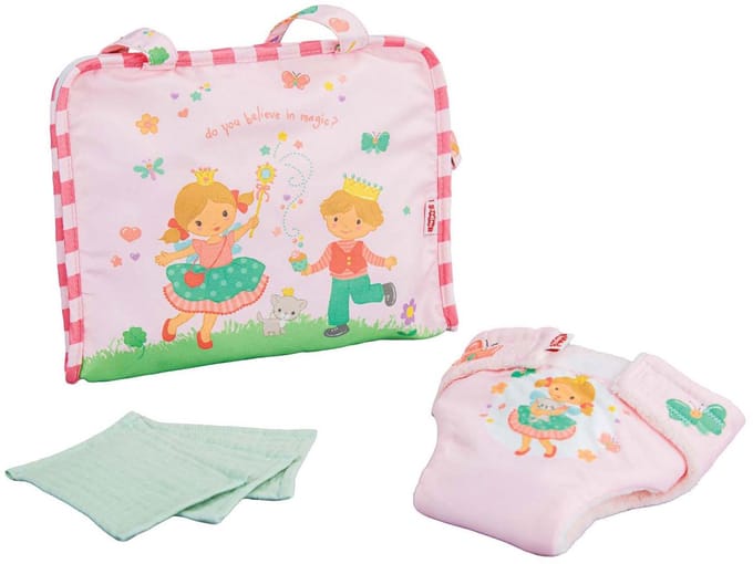 Heless poppen verschoningstas Prinses Emily luiertas roze biologisch katoen.
