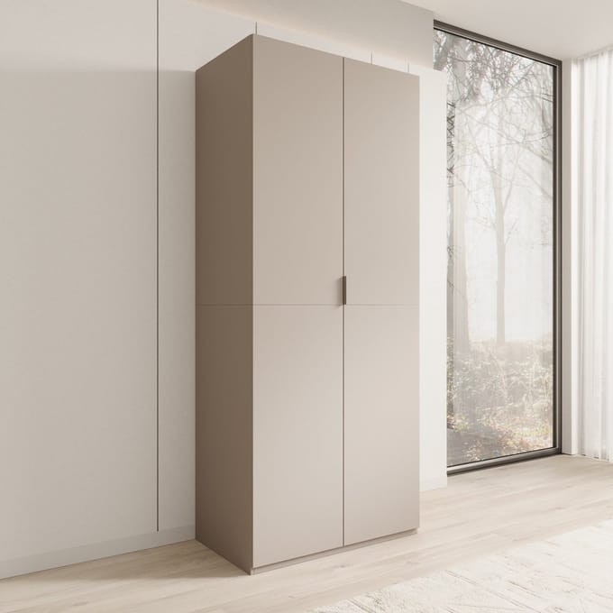 Meubella - Montclair - Kledingkast 2-deurs - Beige - 90x53x215 cm