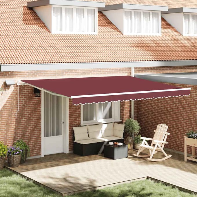 vidaXL - Uitschuifbare - luifel - Bordeauxrood - 450 - × - 300 - cm