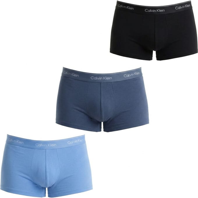 Calvin Klein 3-Pack Low Rise Trunks Heren - Zwart/Blauw/Blauw - Maat S