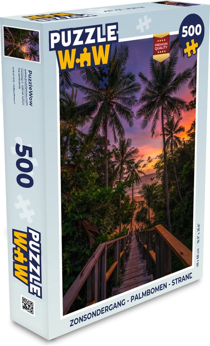 Puzzel Zonsondergang - Palmbomen - Strand - Legpuzzel - Puzzel 500 stukjes
