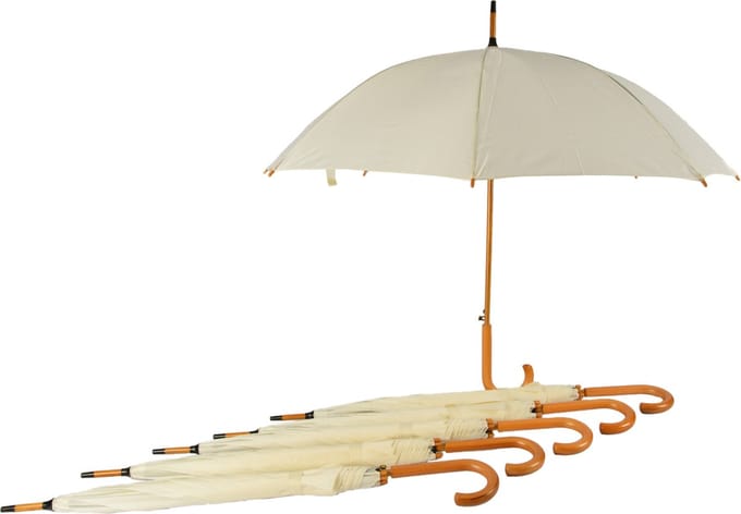 Paraplu Set van 6 met Houten Handvat - Ideaal voor Heren en Dames | Automatisch & Windproof | 98cm Diameter