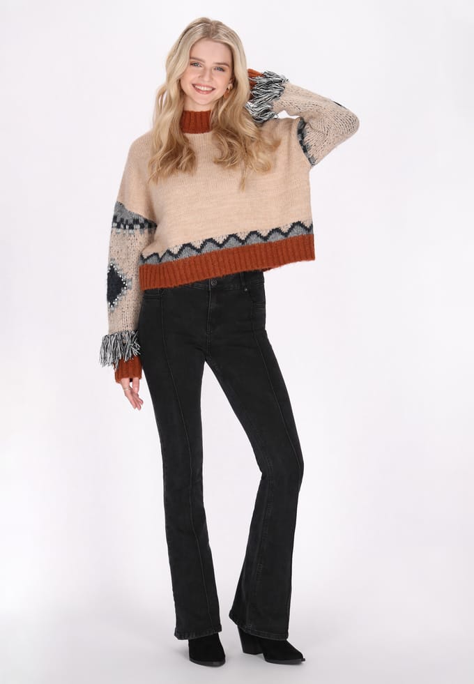 IZIA Jumper Dames Beige Veelkleurig