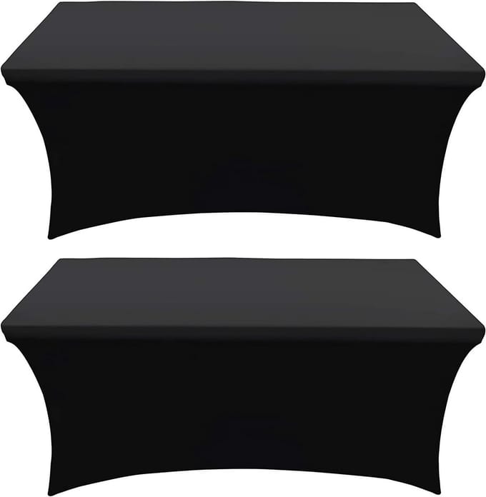 2x Set Universele Stevige Tafelhoezen voor Klaptafels 180x75x75 cm Zwart Elastisch