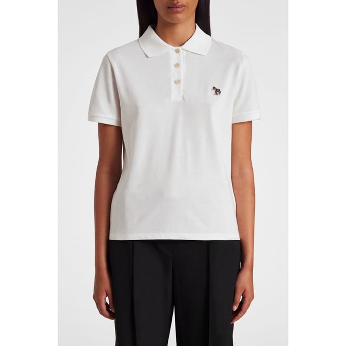 Paul Smith Womens Zebra Polo Top White Größe: L | Poloshirts Outlet | Damen | Weiß