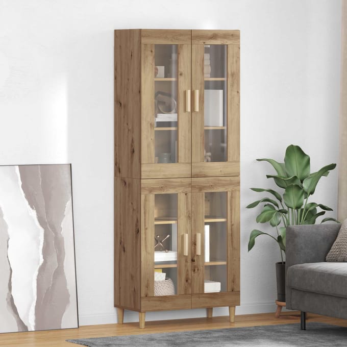 vidaXL - Highboard - Artisan - Eiken - 69,5 - x - 34 - x - 180 - cm - Bewerkt - hout