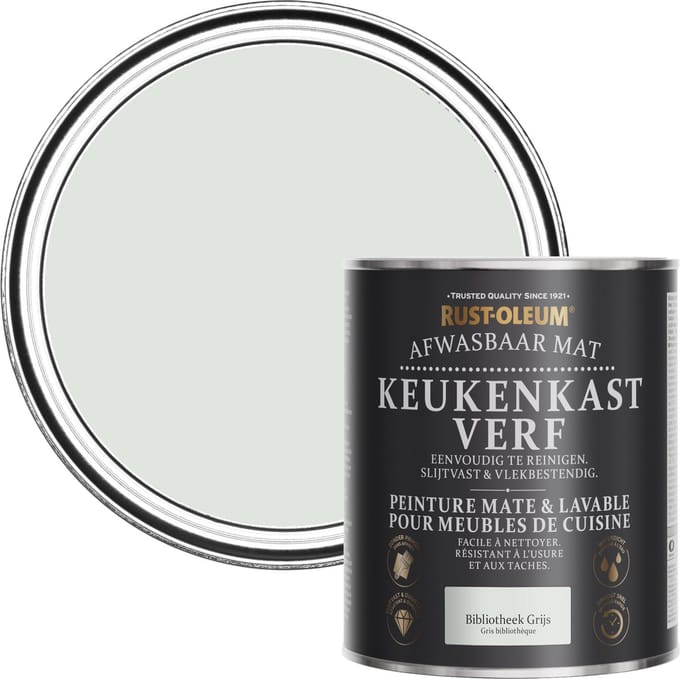 Rust-Oleum Grijs Afwasbaar Mat Keukenkastverf - Bibliotheek Grijs 750ml