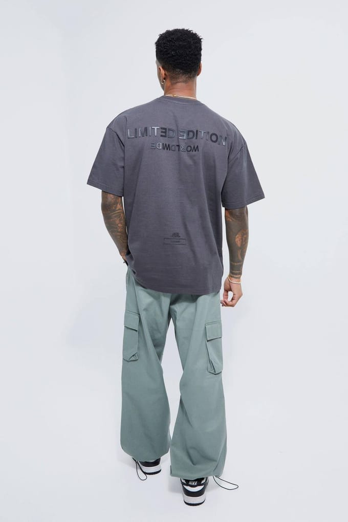 Oversized Raised Limited Tekst T-shirt | Dark Grey | Size Medium