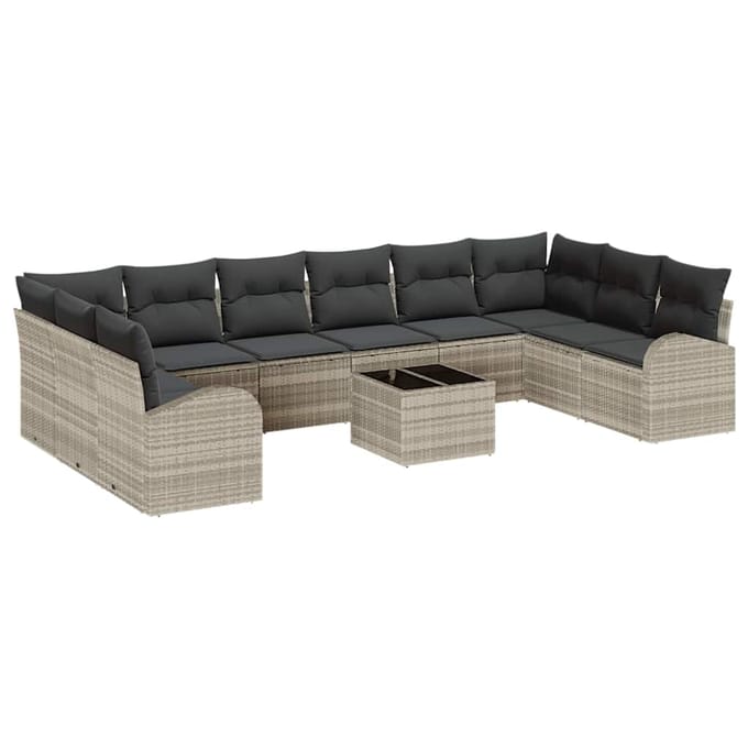 vidaXL Bankstel 11 st Lichtgrijs [Synthetisch]: Polyrattan