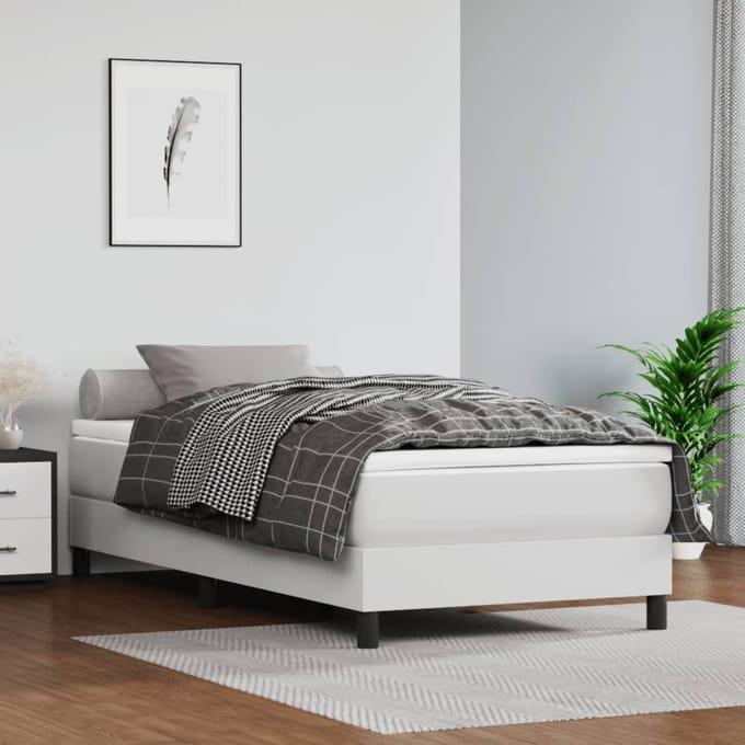 vidaXL - Boxspring - bed - kunstleer - wit - 100x200 - cm
