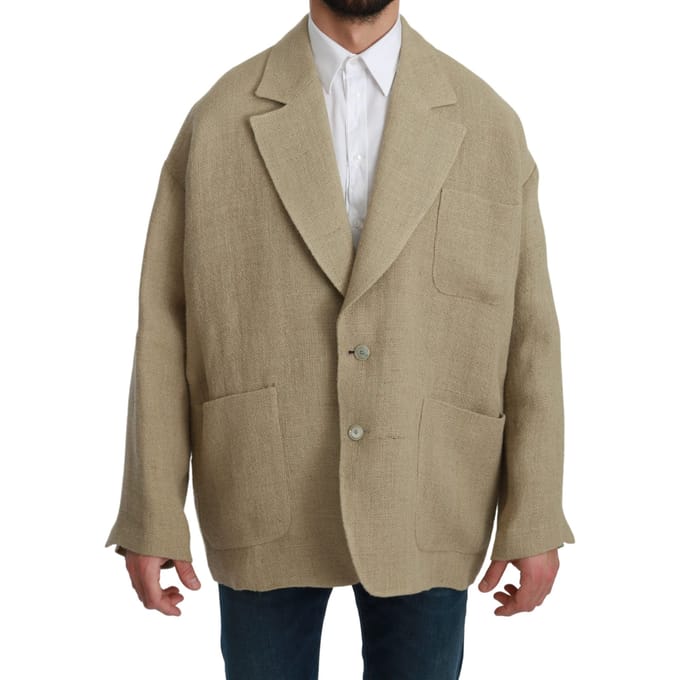 Dolce & Gabbana Beige Jas 100% Jute Blazer Jas