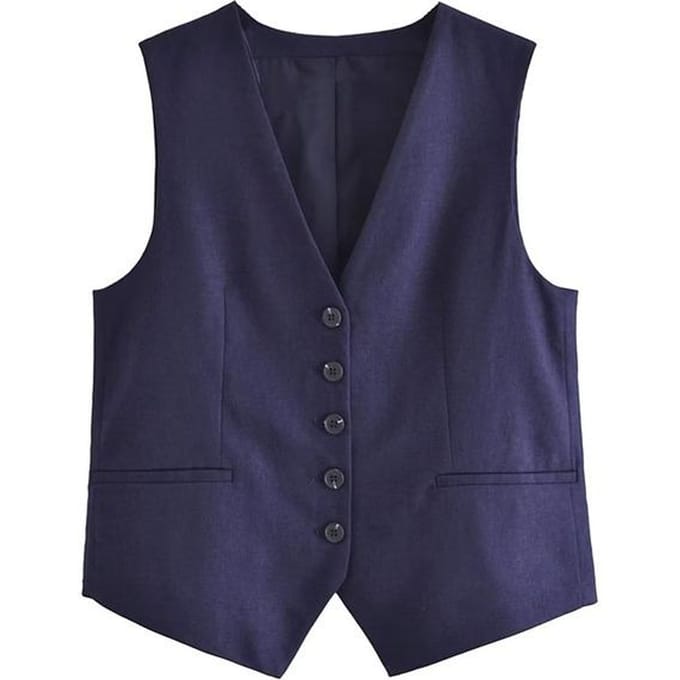 Willshela Damesmode Solid Single Breasted Vest Vintage V-hals Mouwloos Vrouwelijke Chic Lady Tank Tops S black