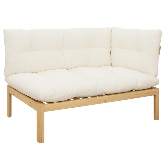 vidaXL Hoekstoffe Licht Acacia en Crème Wit Acaciahout