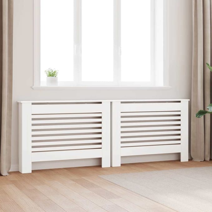 Radiatorbekleding 2 stuks Wit 112 x 19 x 81,5 cm MDF