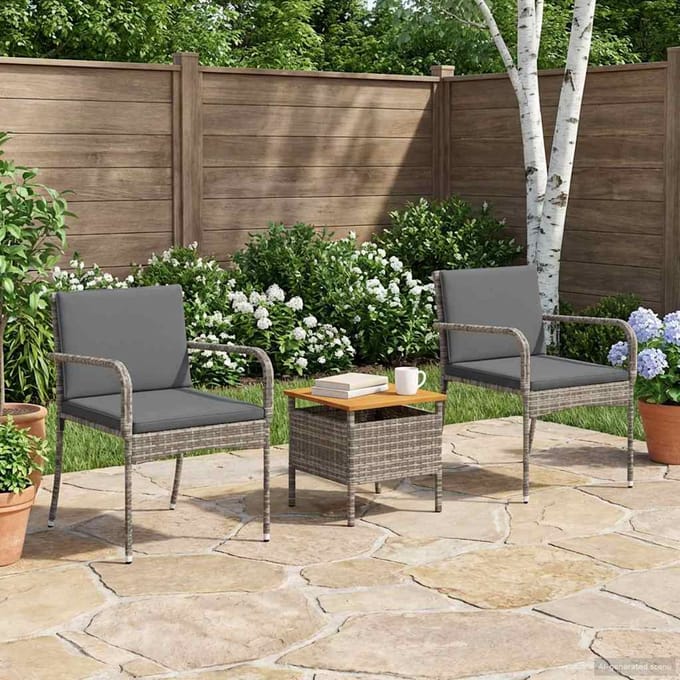 vidaXL - Tuin - Bistro - Set - 3 - st - Grijs - poly - rattan