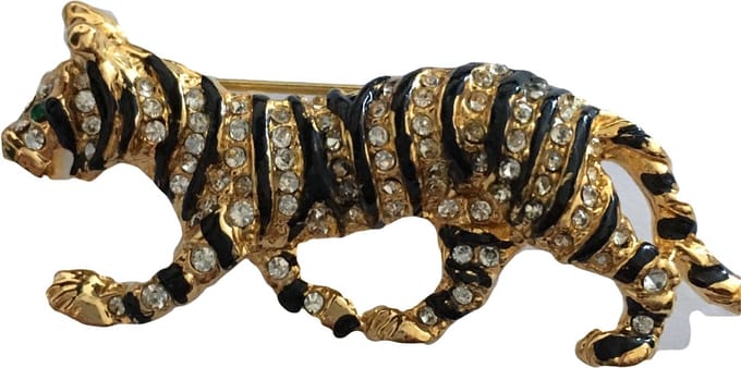 Petra's Sieradenwereld - Broche goudkleurig panter strass (1)