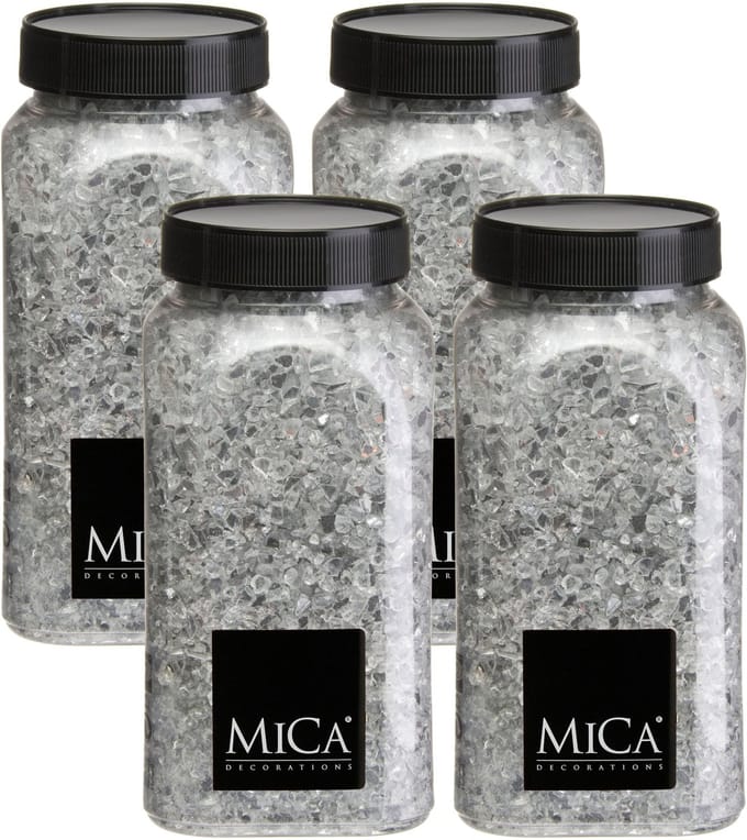 Mica Decorations decoratie stenen / granulaat - 4x - 650 ml - 1-2 mm - spiegel glas - siergrind