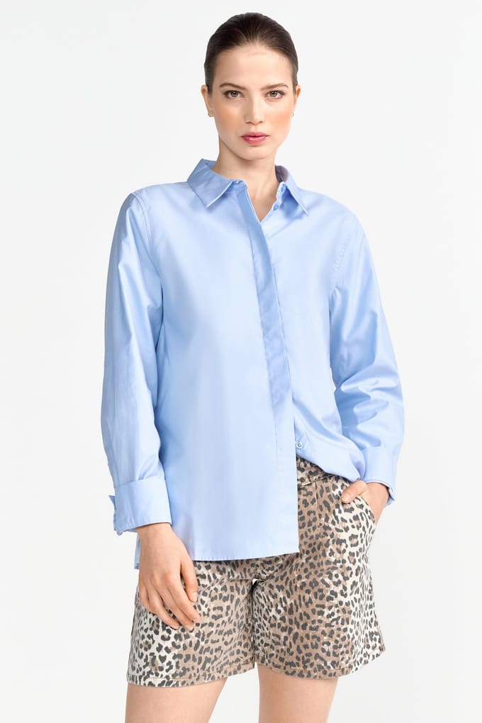 Rich & Royal Leopard Print Denim Shorts Caffee Latte Größe: W30 | Kurze Sporthosen Outlet | Damen | Blau