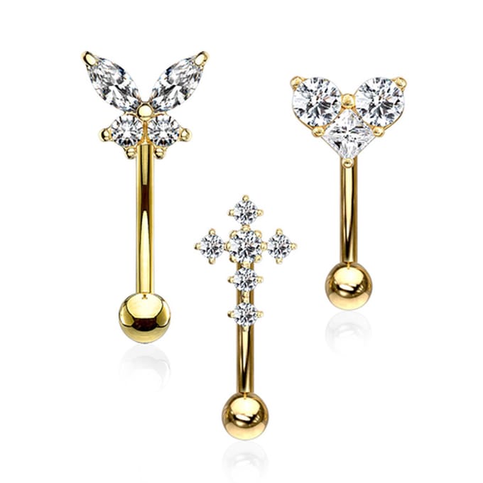 Piercing voordeelset 3 pack sweet box 1.2x8 - goud - LMPiercings