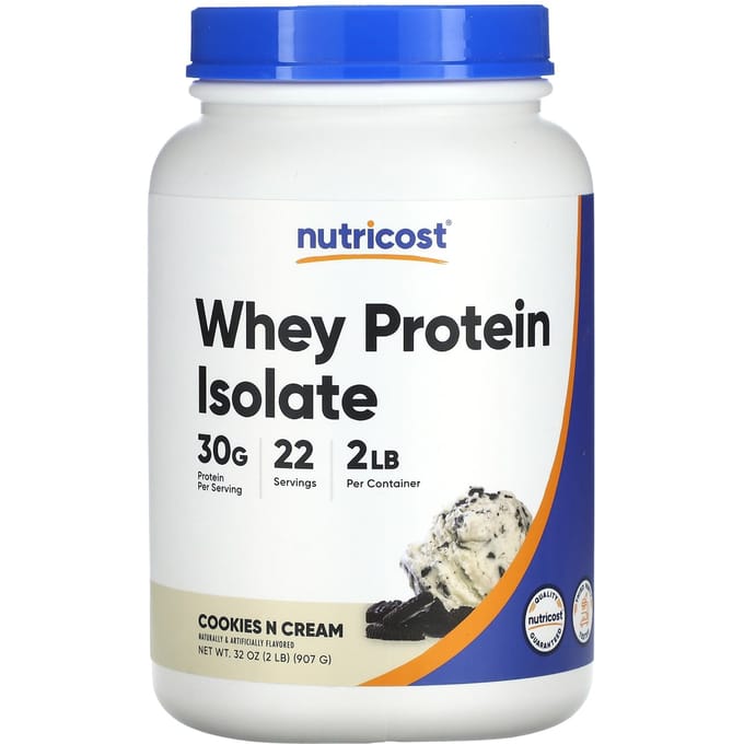 Nutricost, Whey Protein Isolaat, Cookies & Cream, 2 lb (907 gram)