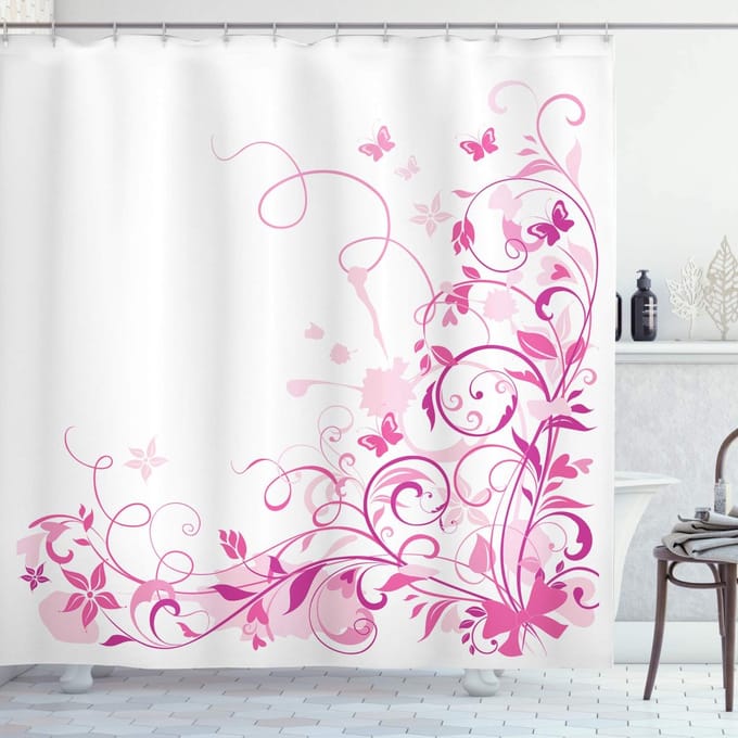 ABAKUHAUS douchegordijn – roze/magenta, 175x200 cm
