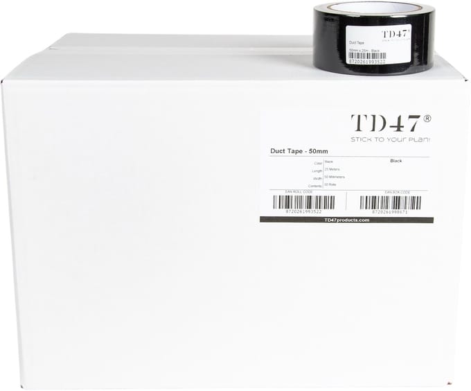 TD47 Ducttape 50mm x 25m Zwart (Doos 30 Rol)